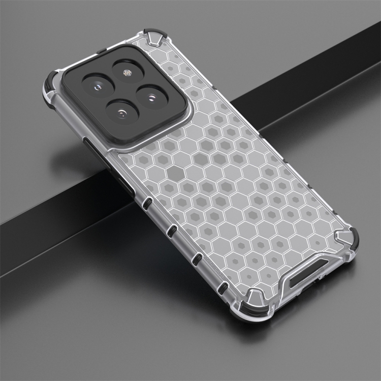 For Xiaomi 14 Pro Shockproof Honeycomb Phone Case(White) - 1