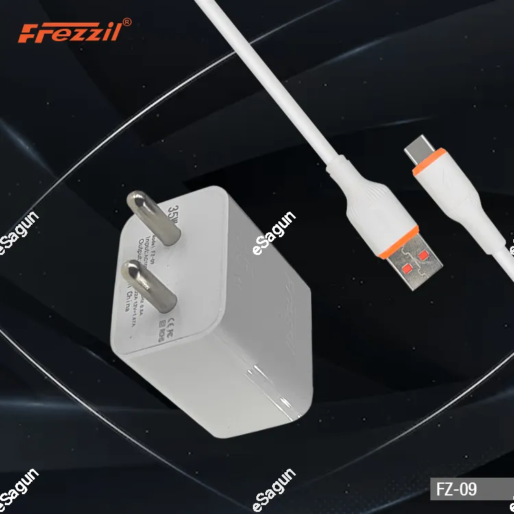 Frezzil FZ 09 35 W Round Two Pin Fast Charger With Type C Cable