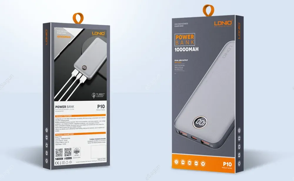 10000mAh Ultra Slim Led Digital Display Power Bank PQ10