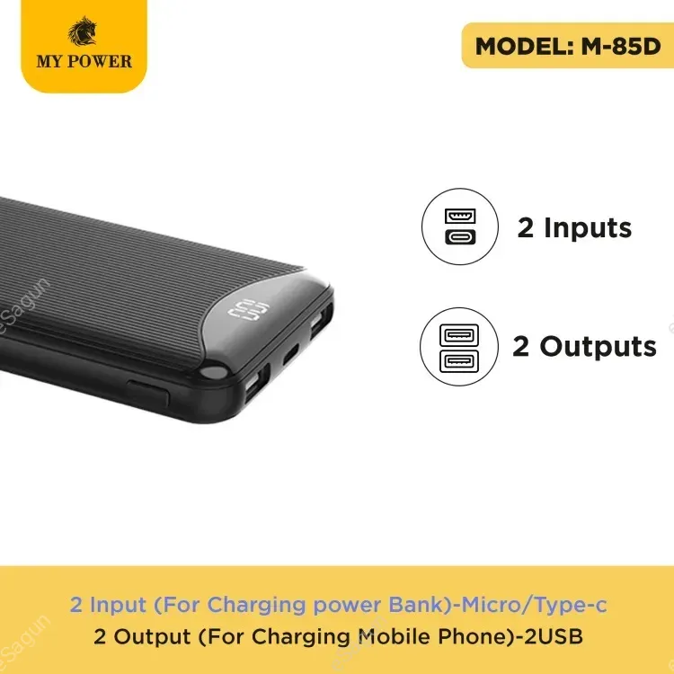 MY POWER Digital Powerbank M85D 10000mAh, Slim Powerbank