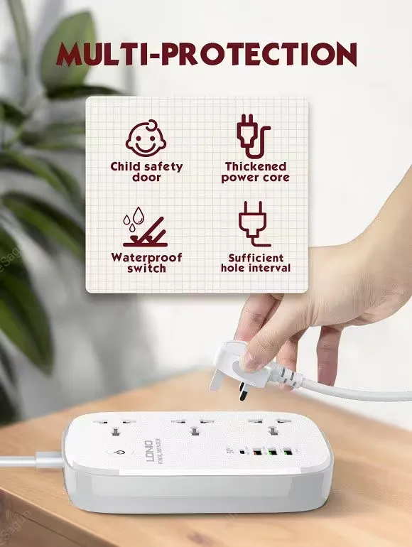 LDNIO SCW3451 Wi-Fi Smart Power Strip 3 AC Outlets + 30W PD QC Fast Charging