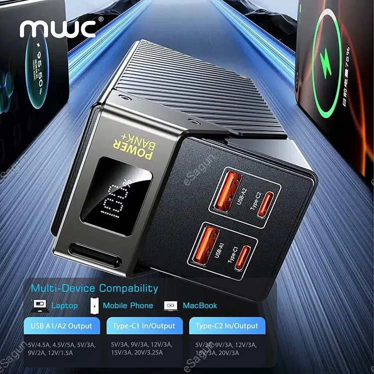MWC PowerPulse MP30K 65W 30000mAh Power Bank in Nepal | Laptop Fast Charging