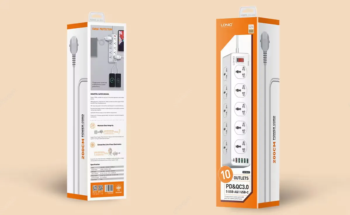 LDNIO SC10610 Power Strip 10 Outlets 6 USB 30W Fast Charging in Nepal