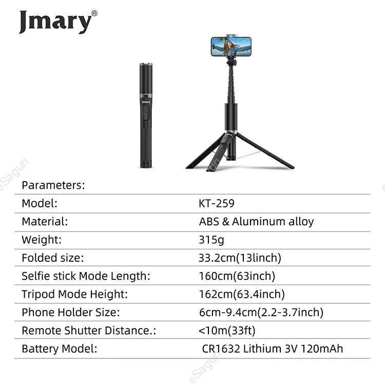 JMARY KT-259 All in One Selfie Stick Tripod