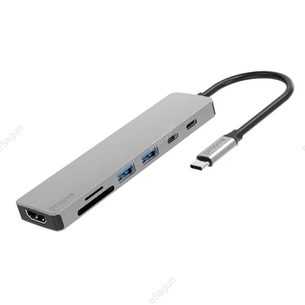 Type-C-HUB Proove Iron Link 7 in 1 (2*Type-C + 2*USB3.0 + HDMI + SD/TF)