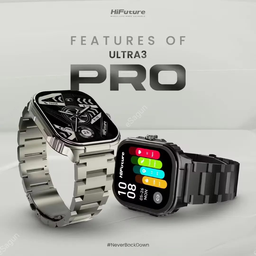 HiFuture Ultra3 Pro Smartwatch | 2.04 Inch Amoled Display | IP68 Waterproof | 100+ Sport Mode | AI Enhanced Health Monitoring | 24/7 Health Monitoring | Stainless Steel