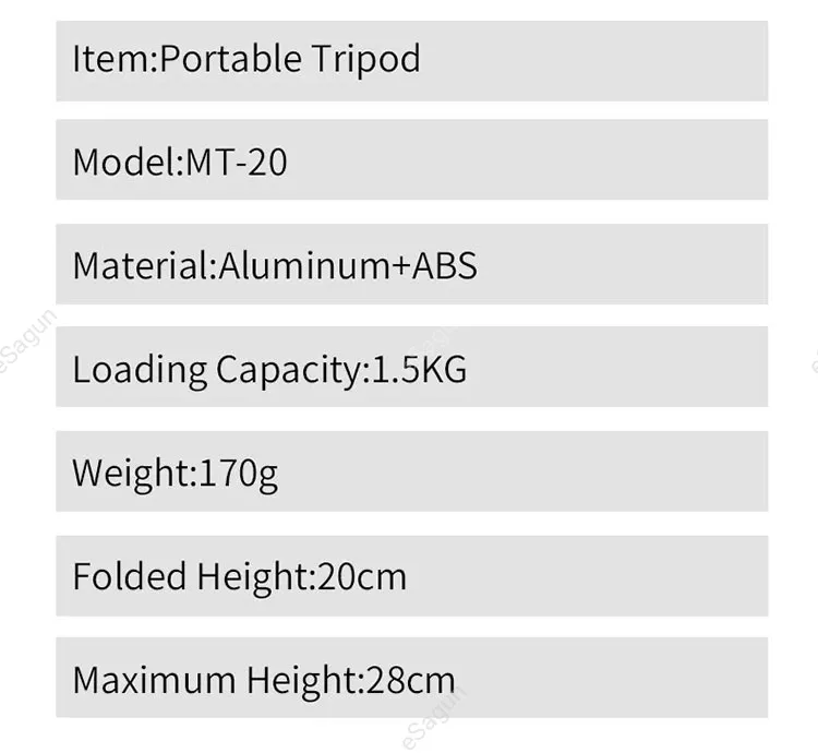 JMARY MT-20 Mini Portable Tripod