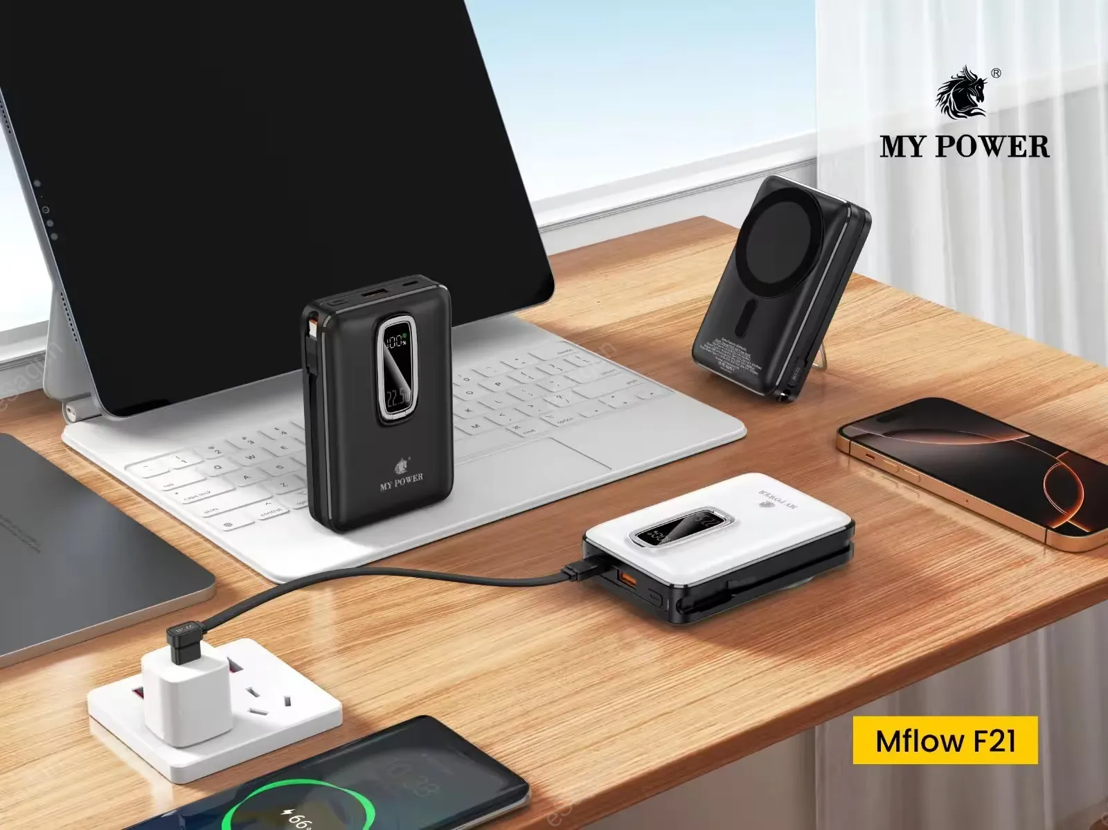 MyPower MFlow F21 20000mAh MagSafe Wireless Power Bank with 15W Wireless Charging and 22.5W Fast Charging