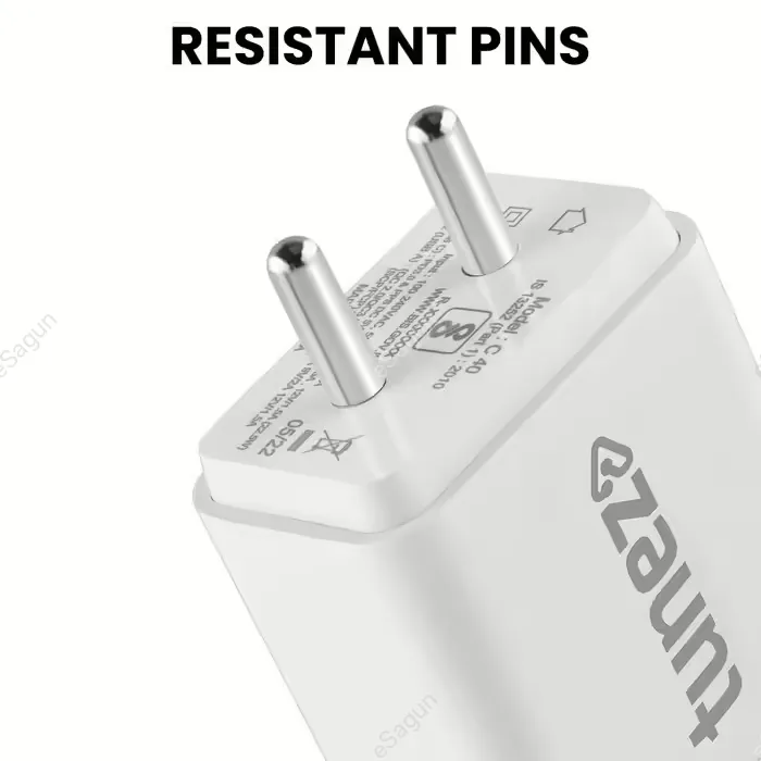 Tunez C40 22.5W QC 3.0 + PD 3.0 Fast Charging Adaptor | Made In India | USB-A & Type-C Charger