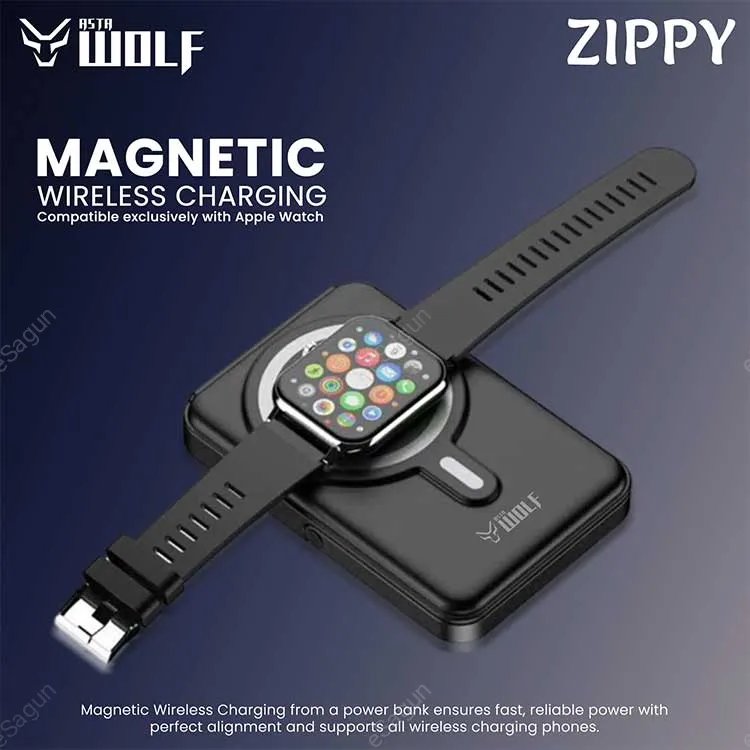 Asta Wolf Zippy Magnetic Wireless Power Bank 10000mAh 15W Fast Charging Nepal