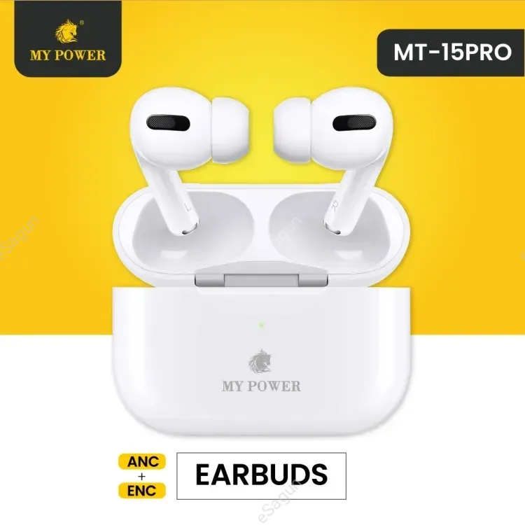 My Power MT15Pro ANC & ENC Earbuds |Handsfree HD Calling| Large Music PlayingTime| HighBass | Bluetooth Earbuds | Wireless Charging| Smart Touch Control| White Color