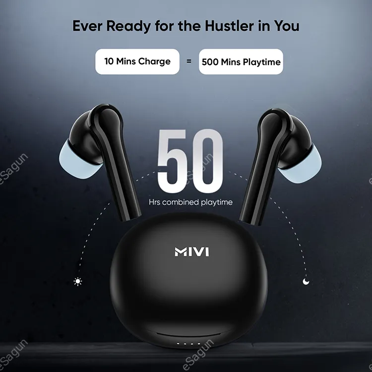 Mivi Duopods N4 True Wireless TWS Earbuds, Upto 50 Hours of playtime, 13mm driver, Dual Connection, Voice Assistance, Bluetooth v5.3, AI ENC