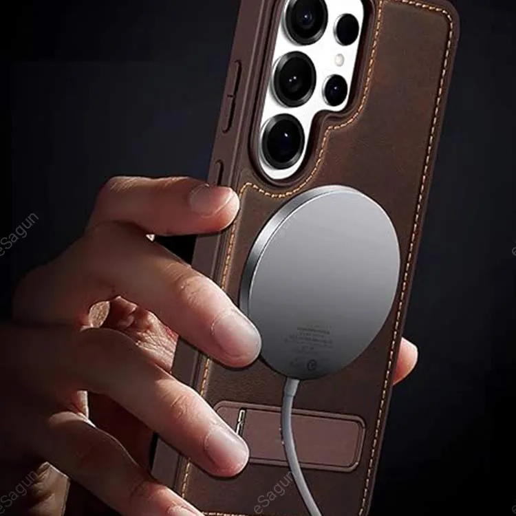 HDCI Magnetic Leather Case for Samsung Galaxy S25 Ultra | MagSafe Cover Nepal