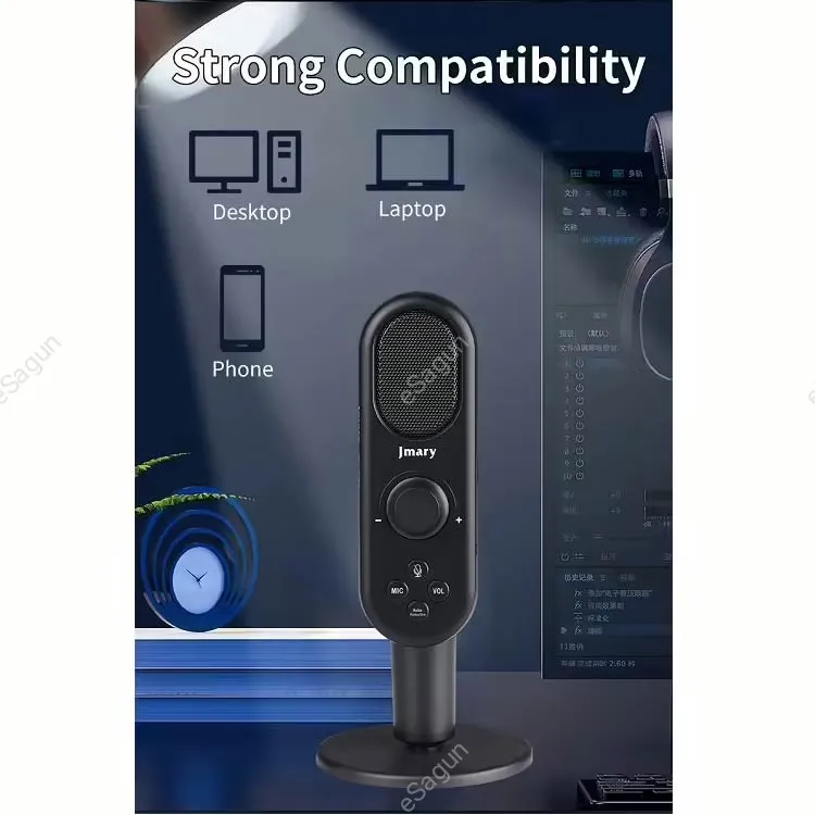 Jmary MC PW7 USB Microphone Condenser Computer Mic, Plug and Play Gaming Mic