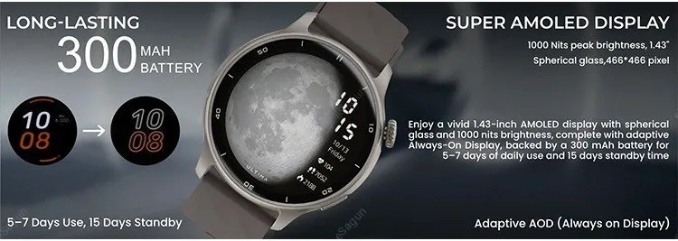 Ultima Watch Navigator 1.43 inch AMOLED display rugged smartwatch with GPS, altimeter, and barometer