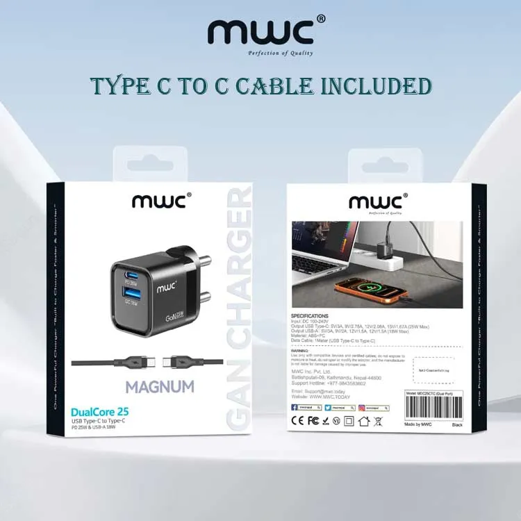 MWC Magnum 25W GaN Charger c to c