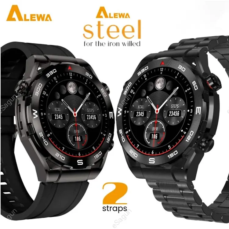 Alewa Steel Smart Watch – AMOLED Display, Bluetooth Calling, 100+ Sports Modes | IP68 Waterproof