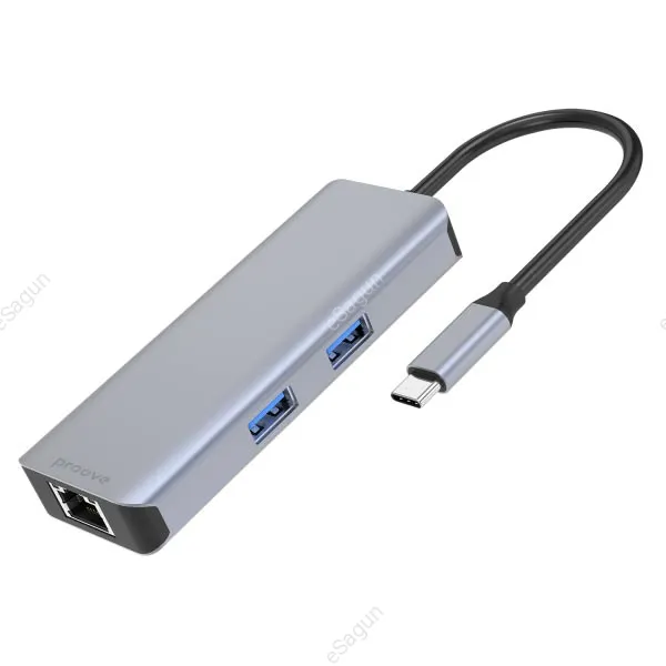 Type-C-HUB Proove Iron Link 6 in 1 (2USB3.0 + SD/TF + RJ45 + HDMI)