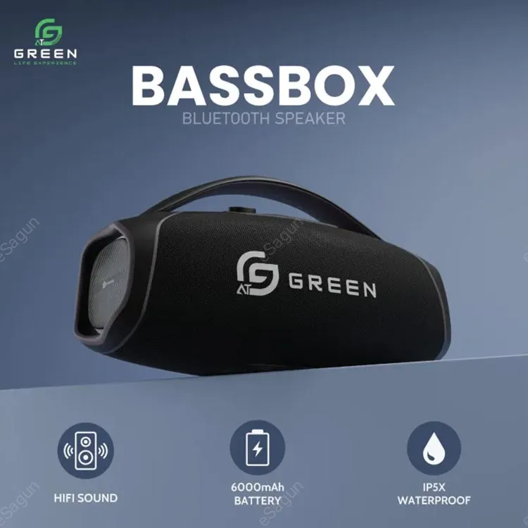 Green Bassbox 100W Wireless Bluetooth Speaker with RGB lights and dual EQ mode