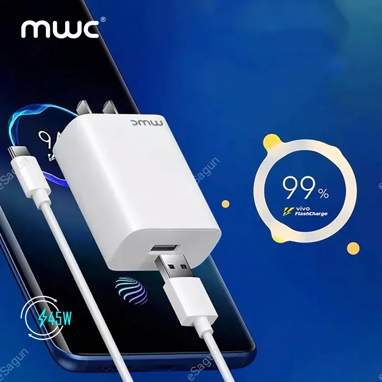 MWC USB-A 45W Flash Charging Travel Adapter | MUA45W | Compatible with All Brands | USB-A Port - White