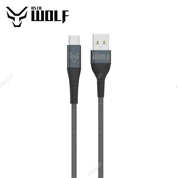 Asta WOLF Hyper | USB to Type C | 100cm Braided | Flexible | Ultra Fast Charging Data Cables | 6A Current | 120W Output