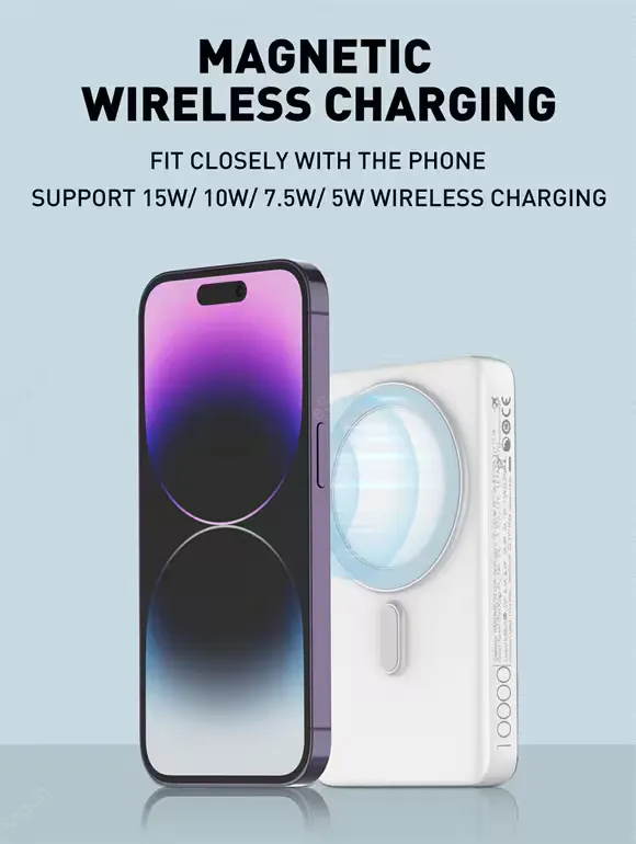 LDNIO PQ17 10000mAh Magnetic Wireless Power Bank with 15W Wireless Charging
