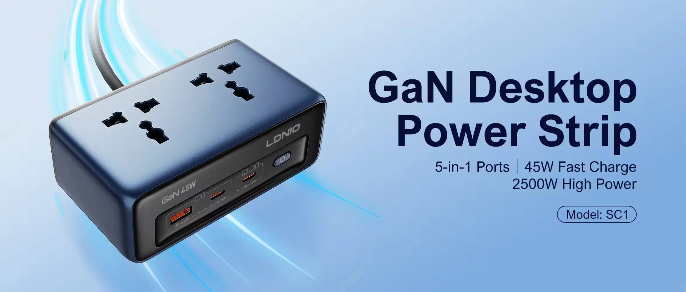 LDNIO SC1 45W GaN Desktop Power Strip Universal Socket Fast Charging Nepal_5