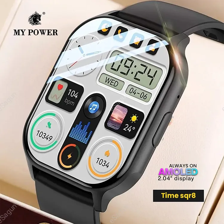 My Power Time Sqr8 Smartwtach 2.04" Ultra HD Amoled Display