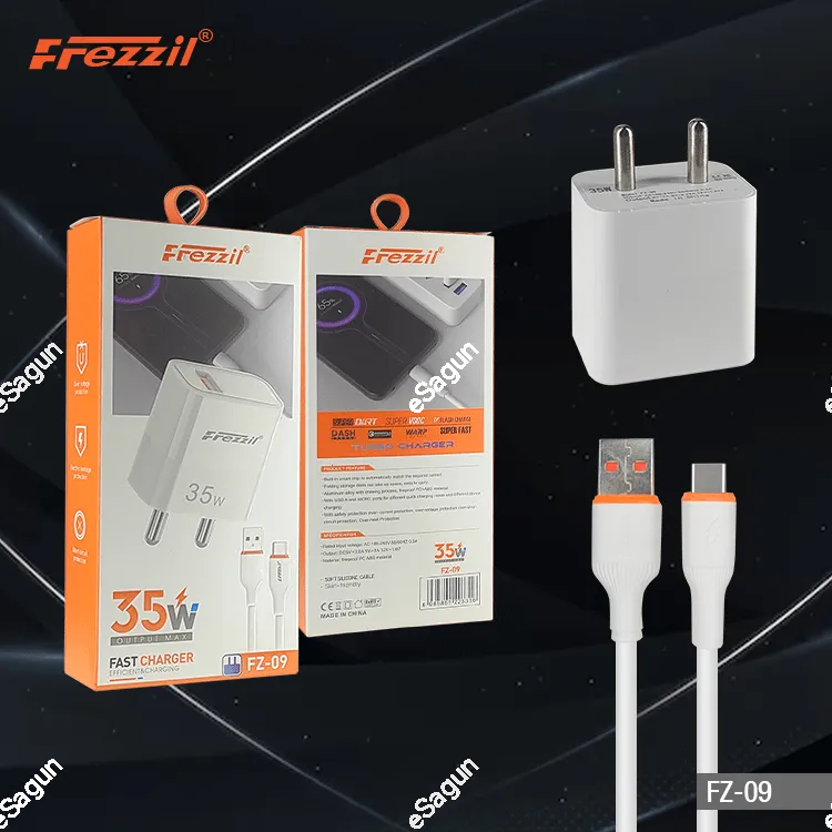 Frezzil FZ 09 35 W Round Two Pin Fast Charger With Type C Cable