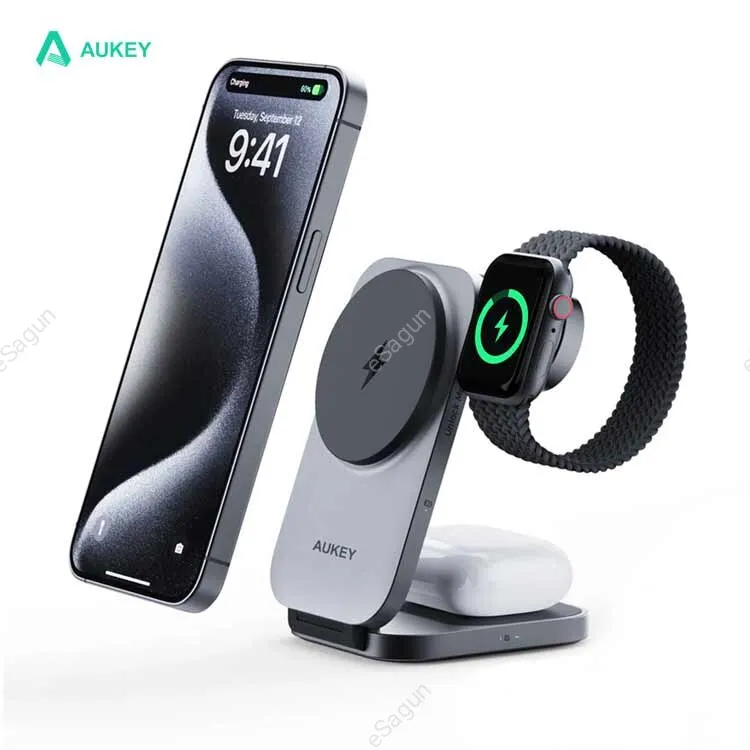 AUKEY LC-MC312 MagFusion Z Qi2 3-in-1 Foldable Wireless Charging Station