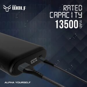 Asta WOLF Proton Ultra | 20000mAh Power Bank | LED Percentage Indicator | 22.5W Output | Super Fast Charging | Slim And Portable | Dual Port USB A + USB C |