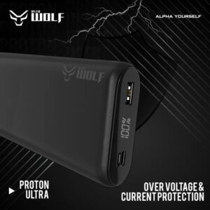 Asta WOLF Proton Ultra | 20000mAh Power Bank | LED Percentage Indicator | 22.5W Output | Super Fast Charging | Slim And Portable | Dual Port USB A + USB C |