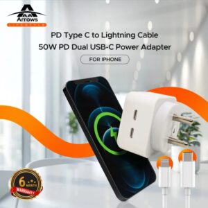 Arrows Ch201 PD 50W DUAL USB-C POWER ADAPTER With PD Cable