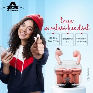 Arrows Hifi Music P-D1 Earbud | Bluetooth Version 5.3 | 13 mm drive | Call Noise Reduction | Tap Operation | Support Siri | Type C Port | 20 Hours Talk Time