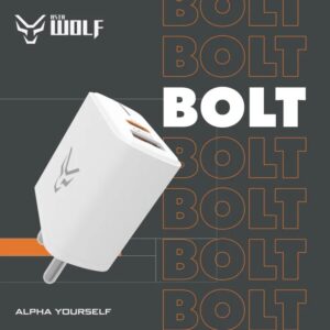 Asta WOLF Bolt | USB A 18W And USB C 20W Fast Charger | With Dual Port (USB A & USB C) | 3.1A Output |