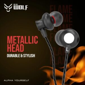 Asta WOLF Flame | Wired In-Ear Earphones | Bombastic Bass | 3.5mm Jack | For Heavy Bass Lovers | Magnetic Earphones | Volume Controller |