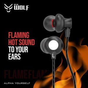 Asta WOLF Flame | Wired In-Ear Earphones | Bombastic Bass | 3.5mm Jack | For Heavy Bass Lovers | Magnetic Earphones | Volume Controller |