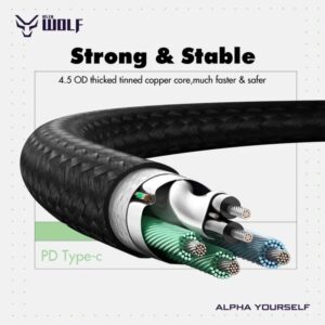 Asta WOLF Hyper | Type C to Type C | 100cm Braided | Flexible | Ultra Fast Charging Data Cables | 6A Current | 120W Output |