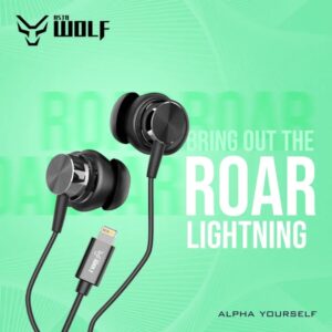 Asta WOLF ROAR | Hi-Resolution Wired In-Ear Headset | Lightning Jack | With 14.5mm Large Drivers | Ergonomic Futuristic Design | Ultra Deep Bass |