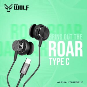 Asta WOLF ROAR | Hi-Resolution Wired In-Ear Headset | Type C Jack | With 14.5mm Large Drivers | Ergonomic Futuristic Design | Ultra Deep Bass |