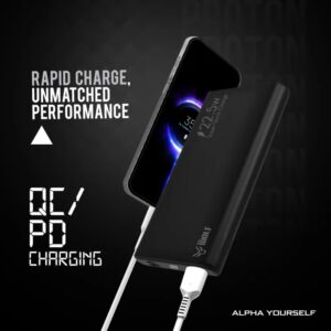 Asta WOLF Proton | 10000mAh Power Bank | LED Percentage Indicator | 22.5W Output | Super Fast Charging | Slim And Portable | Dual Port USB A + USB C |