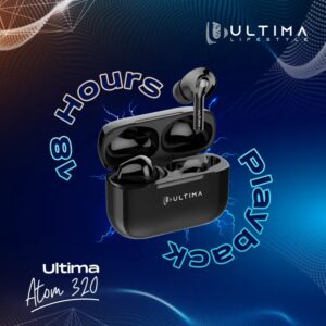 Ultima Atom 320 Wireless Earbuds With Massive Playback Of Upto 17 Hour IPX5 Water Type C Interface With Game Mod