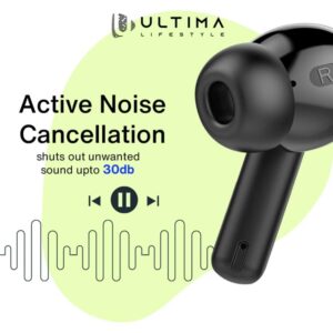 Ultima Boom 141 ANC Earbuds (30 dB) | 45Hrs Playtime | Game Mode (40ms) | IPX5 Water Resistant | 13 mm Drivers For Deep Bass Wireless Earbuds