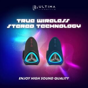 Ultima Rock 12W Bluetooth Speaker With 12Hrs Playtime | Powerful Bass | Rugged Built | TWS Feature | RGB Lights | IPX5 Water & Shock Resistant Speaker