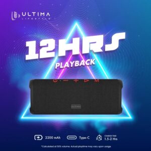 Ultima Rock 12W Bluetooth Speaker With 12Hrs Playtime | Powerful Bass | Rugged Built | TWS Feature | RGB Lights | IPX5 Water & Shock Resistant Speaker