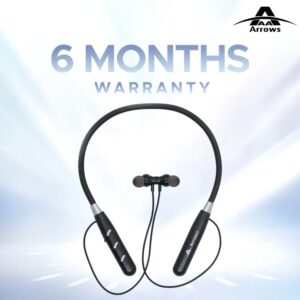 ARROWS BT02 Bluetooth Neckband With Imported Chip | 45 Hours Continuous Music Play | Google Voice Assistant Launch Siri | Powerful Battery | 6 Months warranty