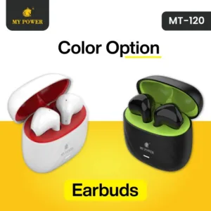 MY Power MT120 Earbuds With Loud Sound & high Bass| Type-C Charging Port Wireless Earbuds 6 Months Warranty