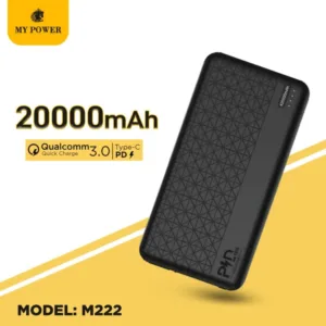 Mypower 20000mah M222 Powerbank, Fast Charging Q.C 3.0 PD Powerbank 20Watt with USB C Quick Charge 3.0