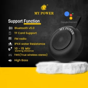 MyPower MS200 Portable Bluetooth Speaker, Waterproof Speaker, High Sound Quality, Small Size Black Color Speaker MS 200