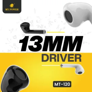 MY Power MT120 Earbuds With Loud Sound & high Bass| Type-C Charging Port Wireless Earbuds 6 Months Warranty